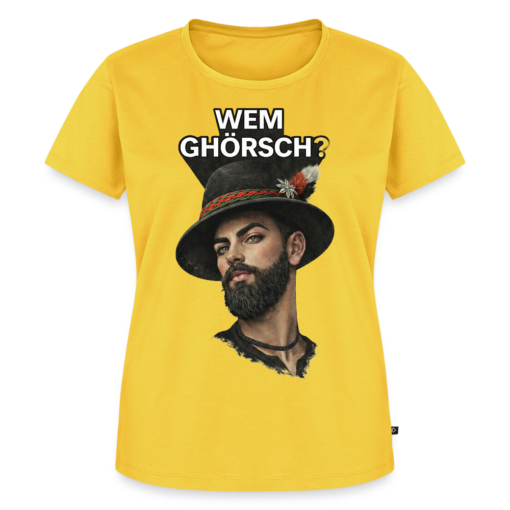 Wem ghörsch? – Alemannische Klärung | Frauen Premium T-Shirt - Gelb