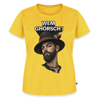 Wem ghörsch? – Alemannische Klärung | Frauen Premium T-Shirt - Gelb