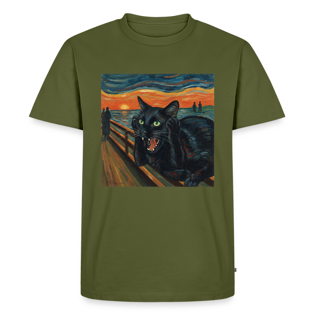 Der Schrei… aber die Katze hat’s zuerst gemerkt | Männer Premium T-Shirt - Khaki