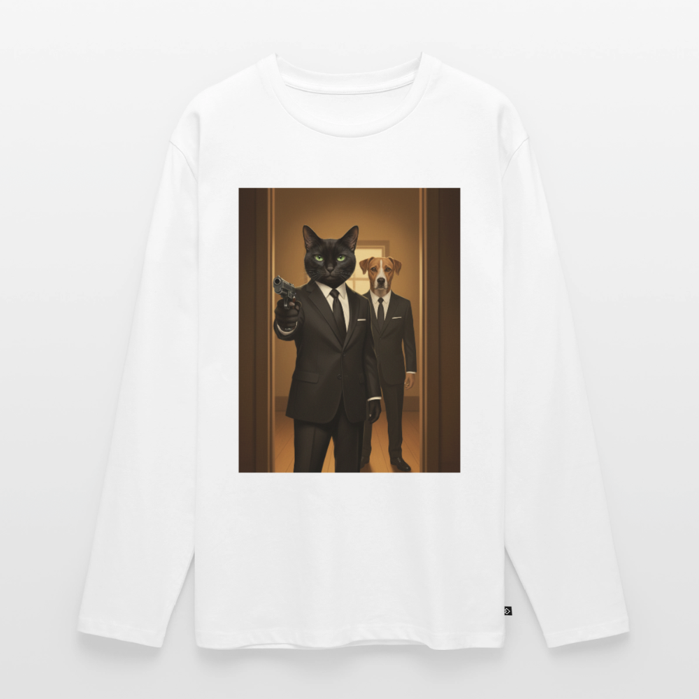 Krümel – Say Meow Again | Männer Premium Bio Langarmshirt - Weiß