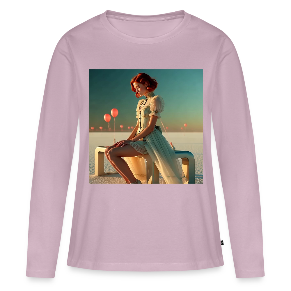 Leise Gedanken bei lauter Farben | Frauen Premium Bio Langarmshirt - Altrosa