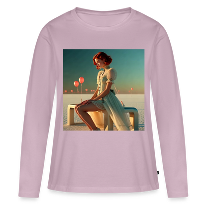 Leise Gedanken bei lauter Farben | Frauen Premium Bio Langarmshirt - Altrosa