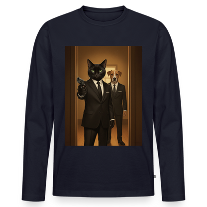 Krümel – Say Meow Again | Männer Premium Bio Langarmshirt - Navy