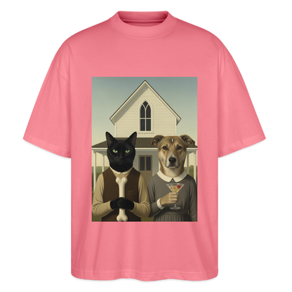 American Gothic… aber mit Katze und Hund | Stanley/Stella Oversized Unisex Bio T-Shirt Blaster - Pink 