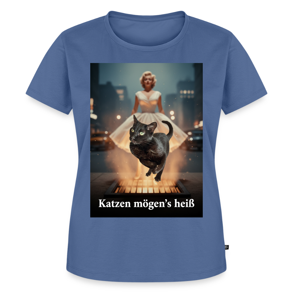 Katzen mögen’s heiß | Frauen Premium T-Shirt - Taubenblau
