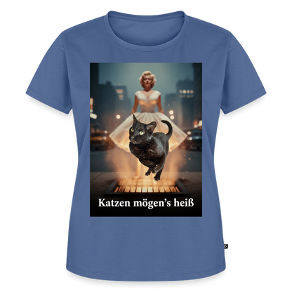 Katzen mögen’s heiß | Frauen Premium T-Shirt - Taubenblau