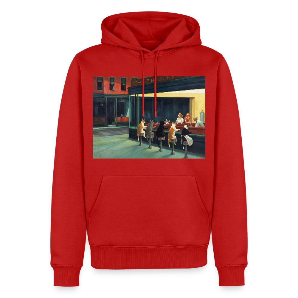 Wenn Hopper Katzen gemalt hätte | Männer Premium Hoodie - Rot