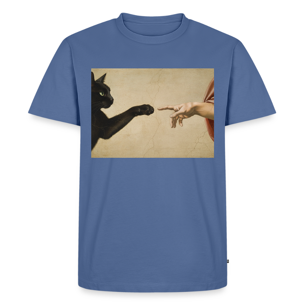 Die Erschaffung Adams… aber die Katze war schneller | Männer Premium T-Shirt - Taubenblau