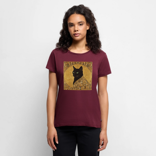 Adele… aber sie schnurrt – Goldene Katze à la Klimt | Frauen Premium T-Shirt - Burgunderrot
