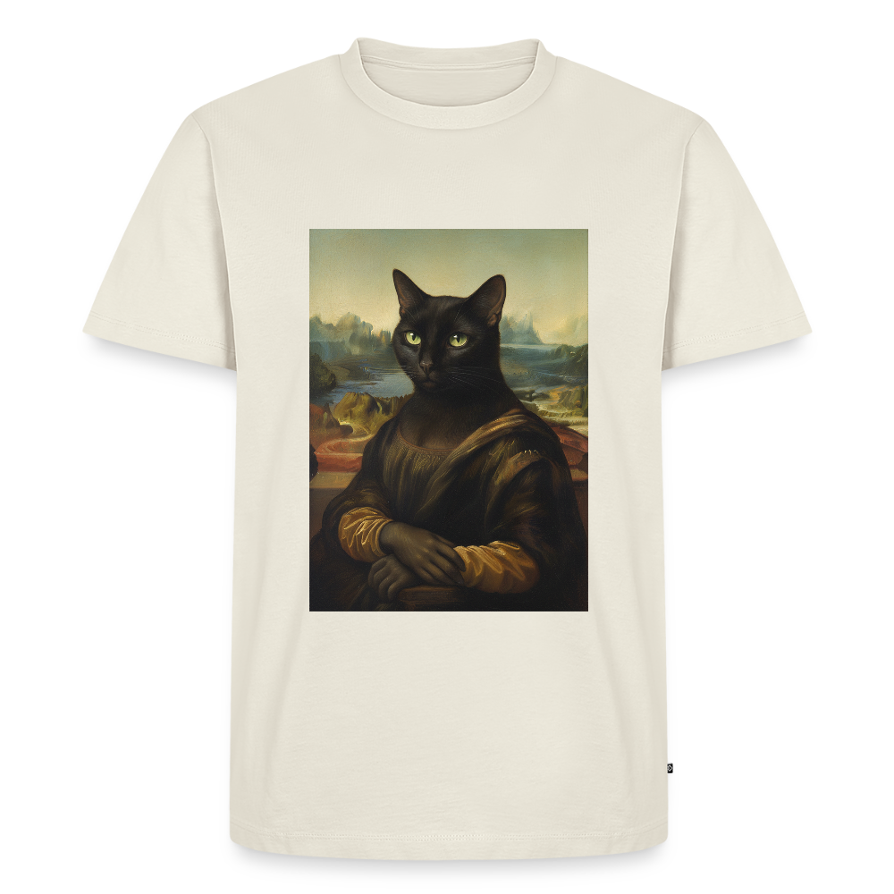Mona Lisa… aber es ist eine Katze | Männer Premium T-Shirt - Naturweiß