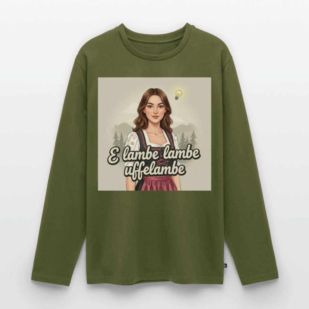 E Lambe, lambe, uffelambe – Alemannischer Geistesblitz | Männer Premium Bio Langarmshirt - Khaki