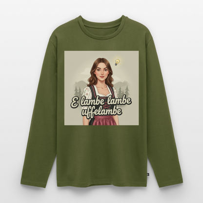 E Lambe, lambe, uffelambe – Alemannischer Geistesblitz | Männer Premium Bio Langarmshirt - Khaki