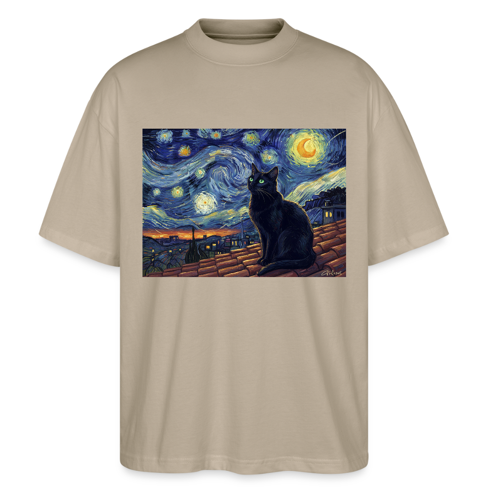 Sternennacht… aber die Katze denkt nach | Stanley/Stella Oversized Unisex Bio T-Shirt Blaster - Steingrau