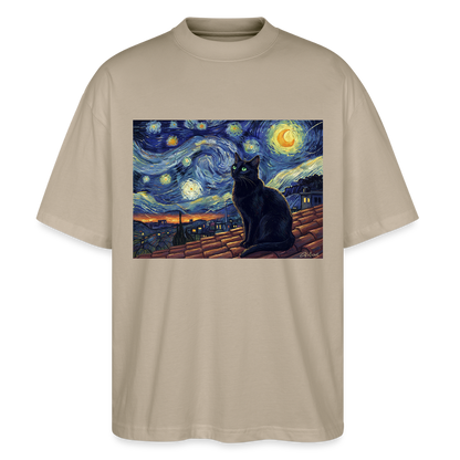 Sternennacht… aber die Katze denkt nach | Stanley/Stella Oversized Unisex Bio T-Shirt Blaster - Steingrau