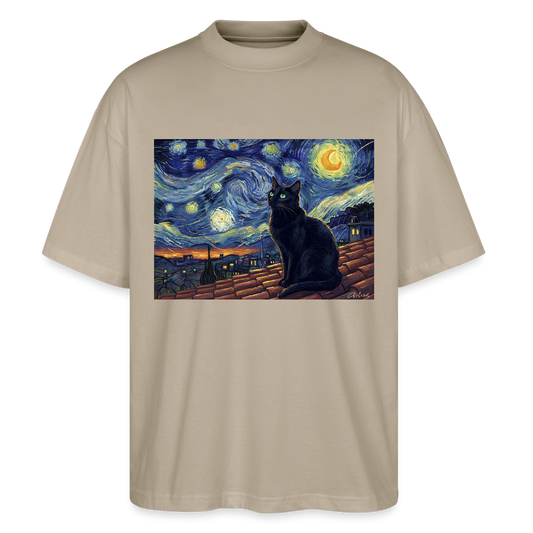 Sternennacht… aber die Katze denkt nach | Stanley/Stella Oversized Unisex Bio T-Shirt Blaster - Steingrau