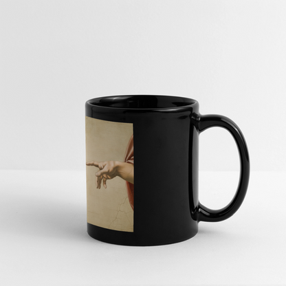 Die Erschaffung Adams… aber die Katze war schneller | Tasse - Schwarz