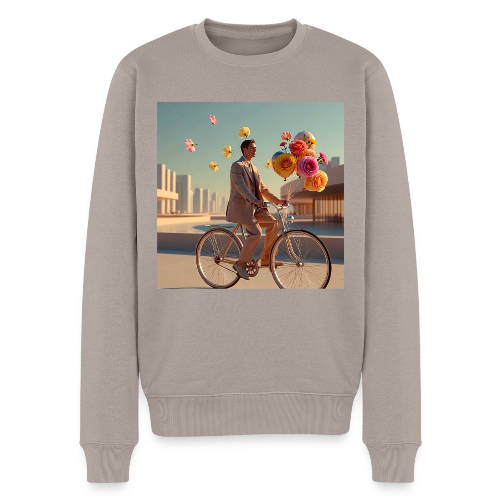 Fahrt ins Ungewisse (mit Blumen) |  Männer Premium Pullover - Taupe