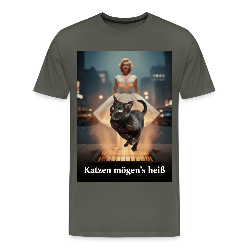 Katzen mögen’s heiß | Männer Premium T-Shirt - Asphalt