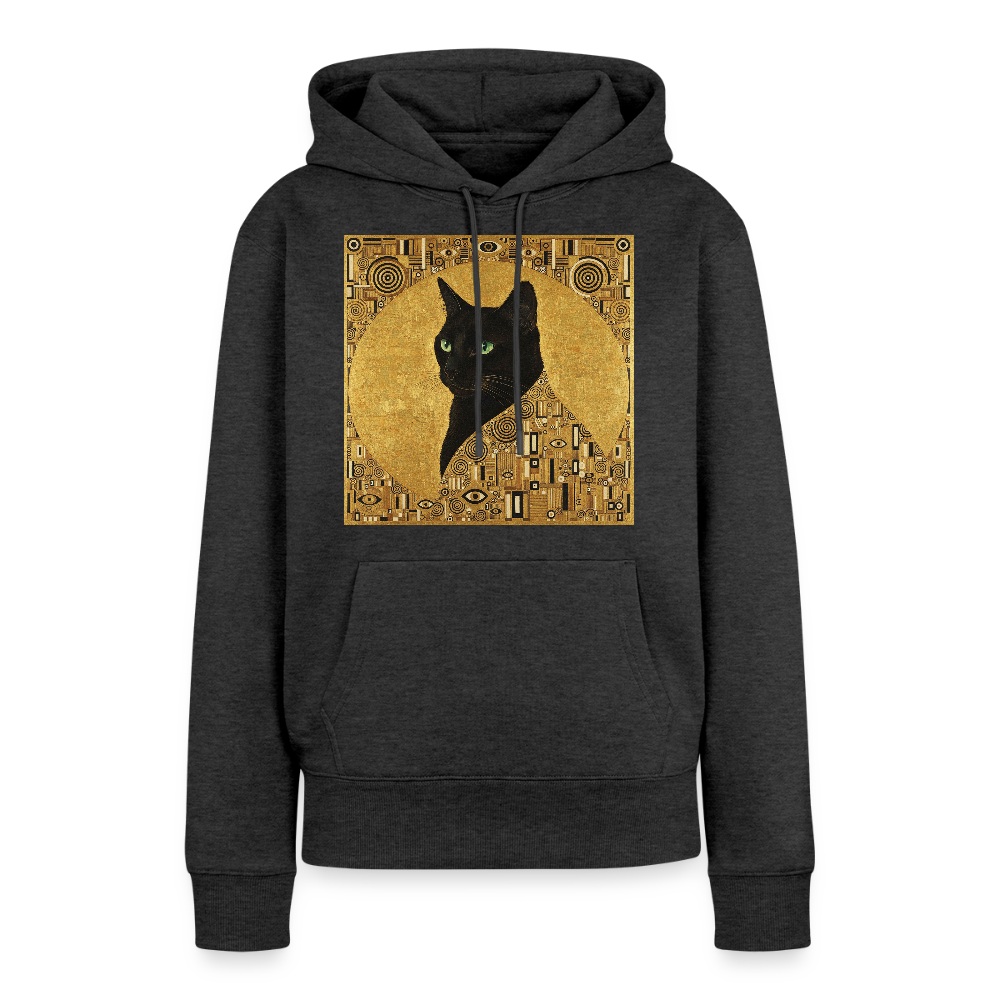 Adele… aber sie schnurrt – Goldene Katze à la Klimt | Frauen Premium Hoodie - Anthrazit meliert