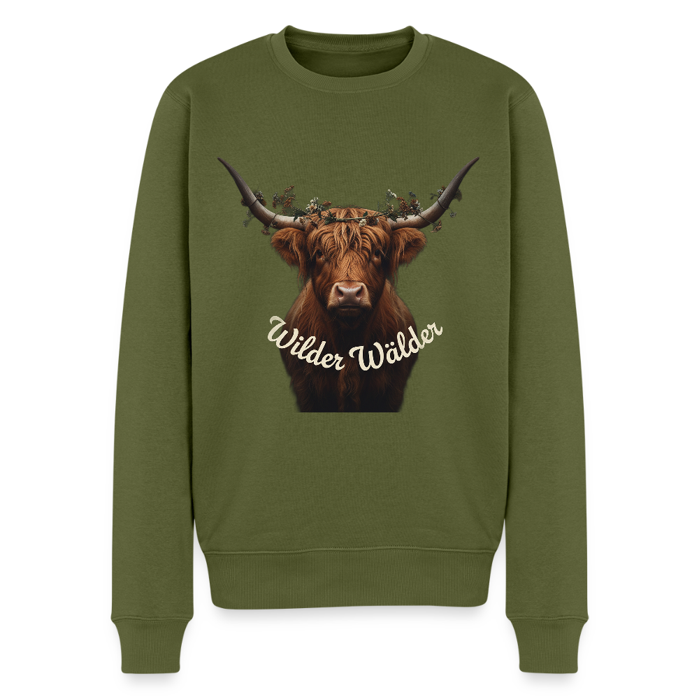 Wilder Wälder – Schwarzwald Highland Rind |  Männer Premium Pullover - Khaki