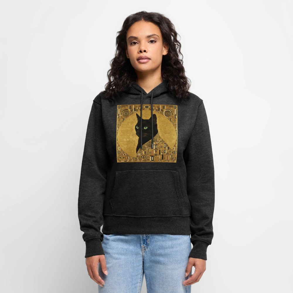 Adele… aber sie schnurrt – Goldene Katze à la Klimt | Frauen Premium Hoodie - Anthrazit meliert