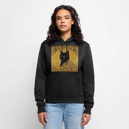 Adele… aber sie schnurrt – Goldene Katze à la Klimt | Frauen Premium Hoodie - Anthrazit meliert