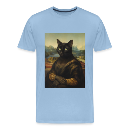 Mona Lisa… aber es ist eine Katze | Männer Premium T-Shirt - Sky