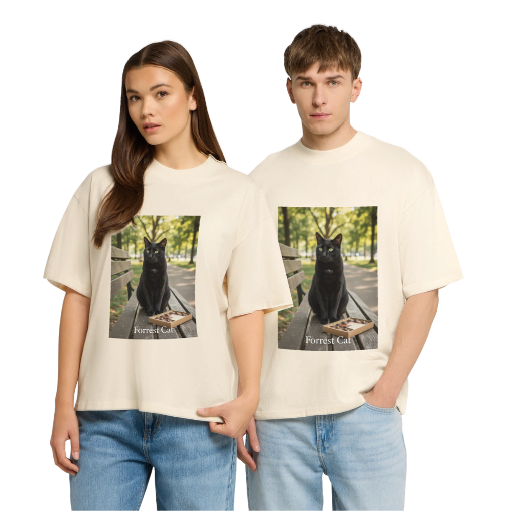 Forrest Cat – Krümel wartet | Stanley/Stella Oversized Unisex Bio T-Shirt Blaster - Natur