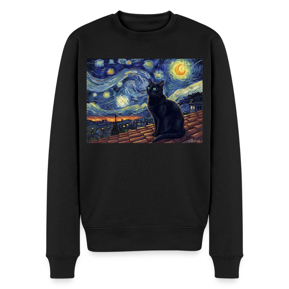 Sternennacht… aber die Katze denkt nach |  Männer Premium Pullover - Schwarz