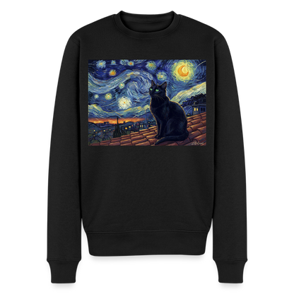 Sternennacht… aber die Katze denkt nach |  Männer Premium Pullover - Schwarz