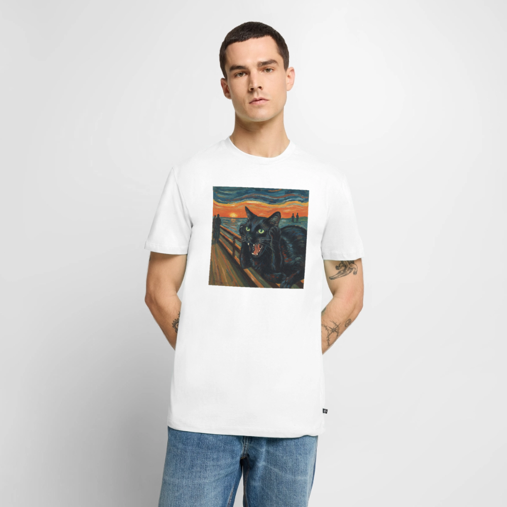 Der Schrei… aber die Katze hat’s zuerst gemerkt | Männer Premium T-Shirt - Weiß