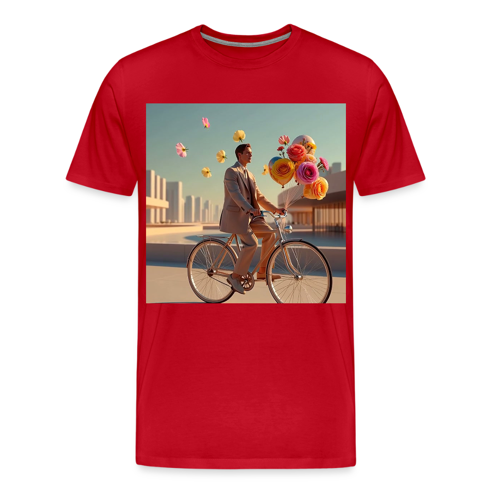 Fahrt ins Ungewisse (mit Blumen) | Männer Premium T-Shirt - Rot