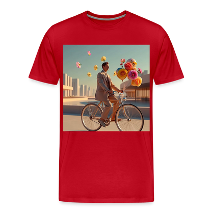 Fahrt ins Ungewisse (mit Blumen) | Männer Premium T-Shirt - Rot