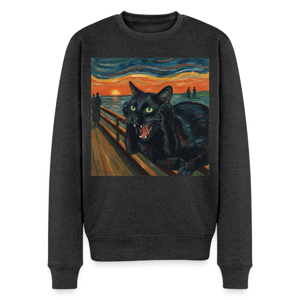 Der Schrei… aber die Katze hat’s zuerst gemerkt |  Männer Premium Pullover - Anthrazit meliert