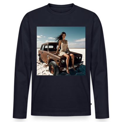 Warten auf irgendwas | Männer Premium Bio Langarmshirt - Navy