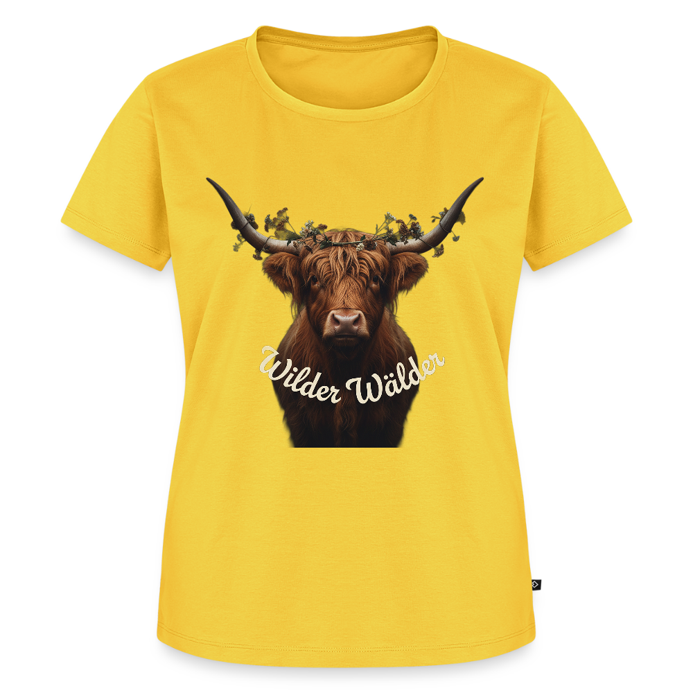 Wilder Wälder – Schwarzwald Highland Rind | Frauen Premium T-Shirt - Gelb