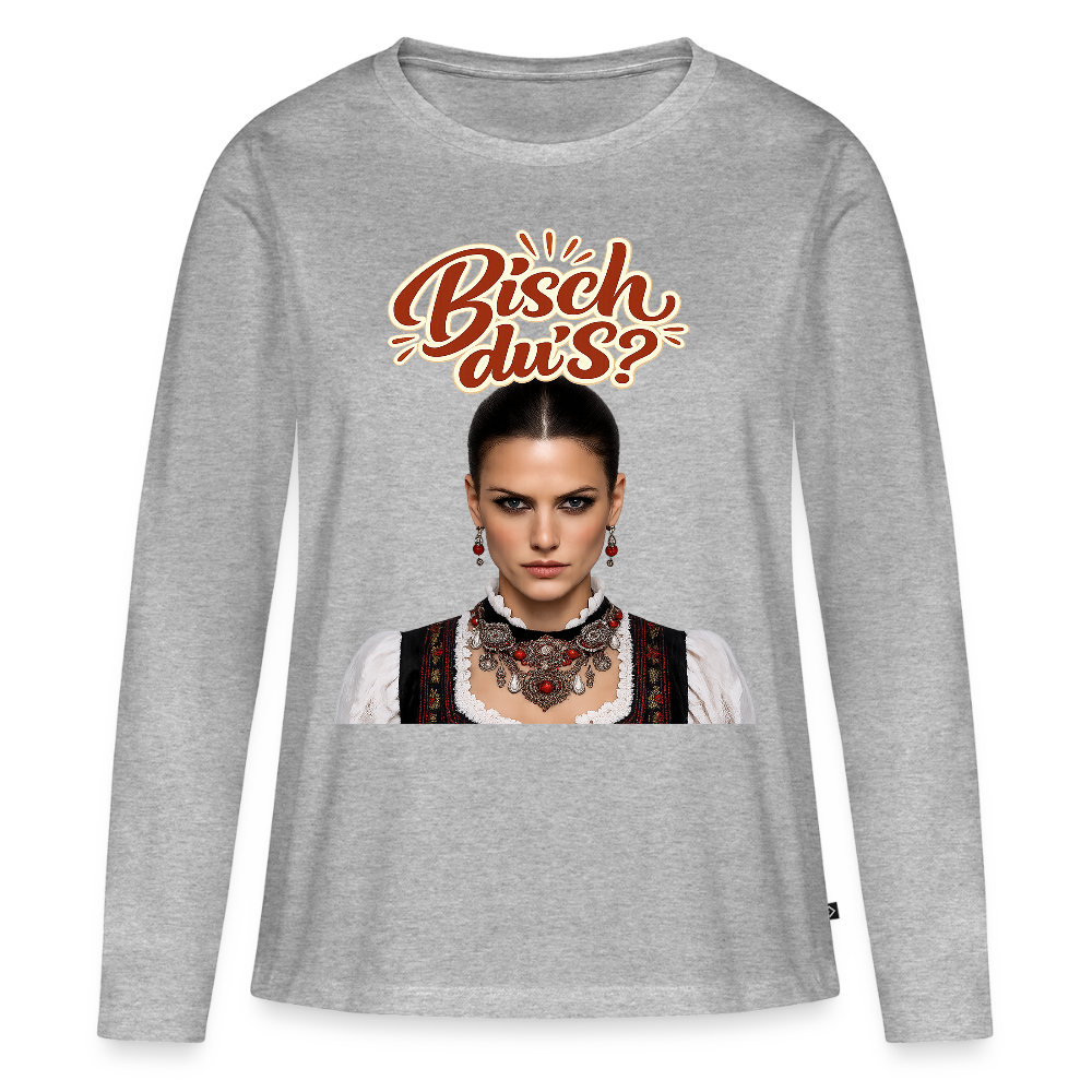 Schwarzwaldstolz – Sie weiß, wer sie isch | Frauen Premium Bio Langarmshirt - Grau meliert