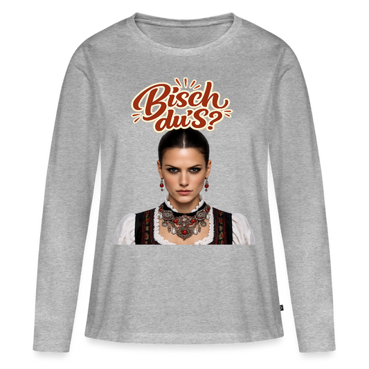 Schwarzwaldstolz – Sie weiß, wer sie isch | Frauen Premium Bio Langarmshirt - Grau meliert