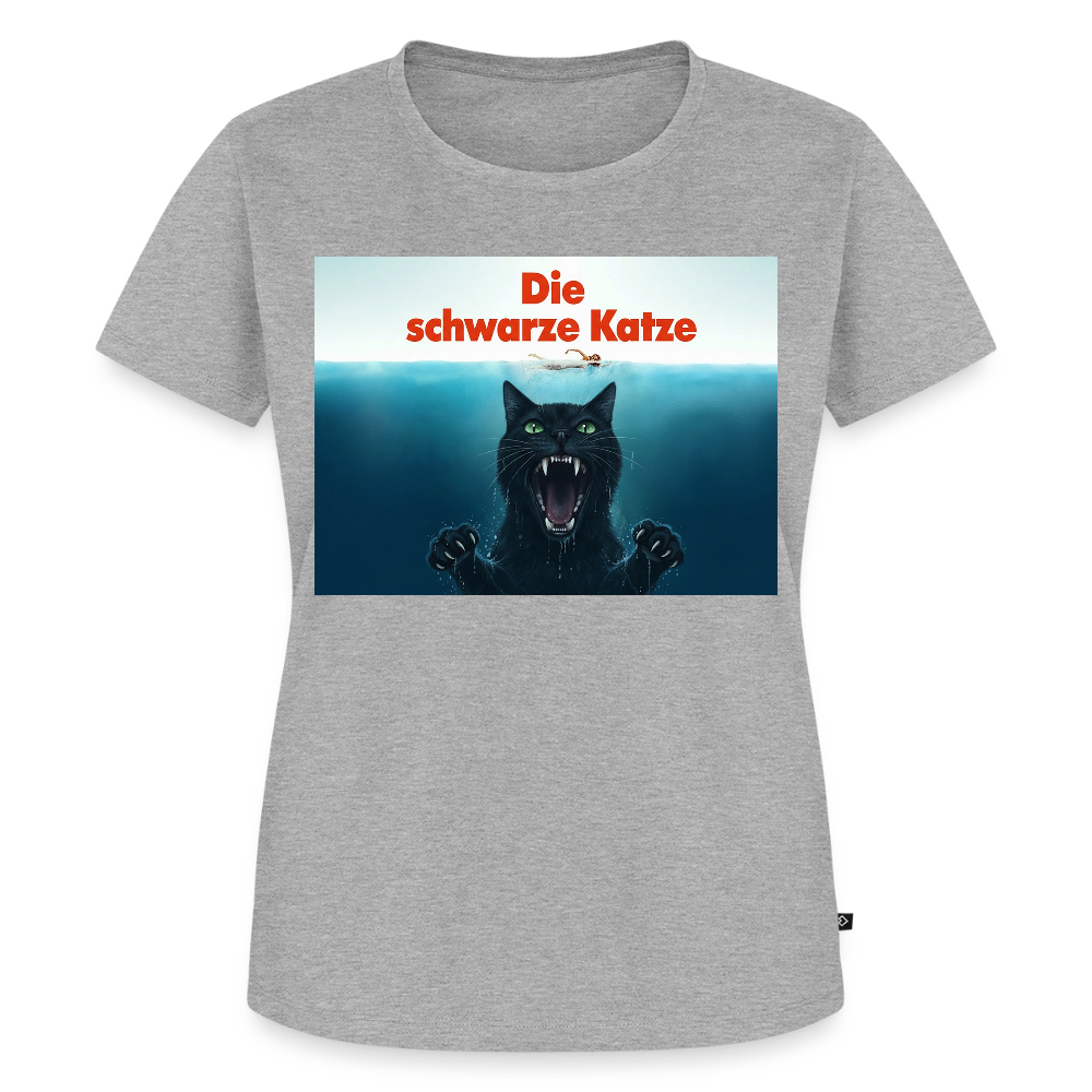 Die schwarze Katze – Krümel taucht auf | Frauen Premium T-Shirt - Grau meliert
