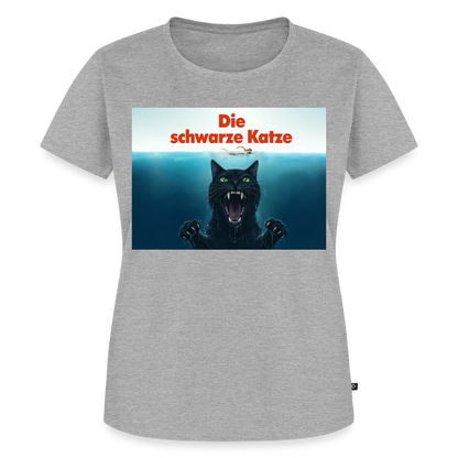 Die schwarze Katze – Krümel taucht auf | Frauen Premium T-Shirt - Grau meliert
