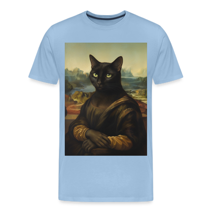 Mona Lisa… aber es ist eine Katze | Männer Premium T-Shirt - Sky