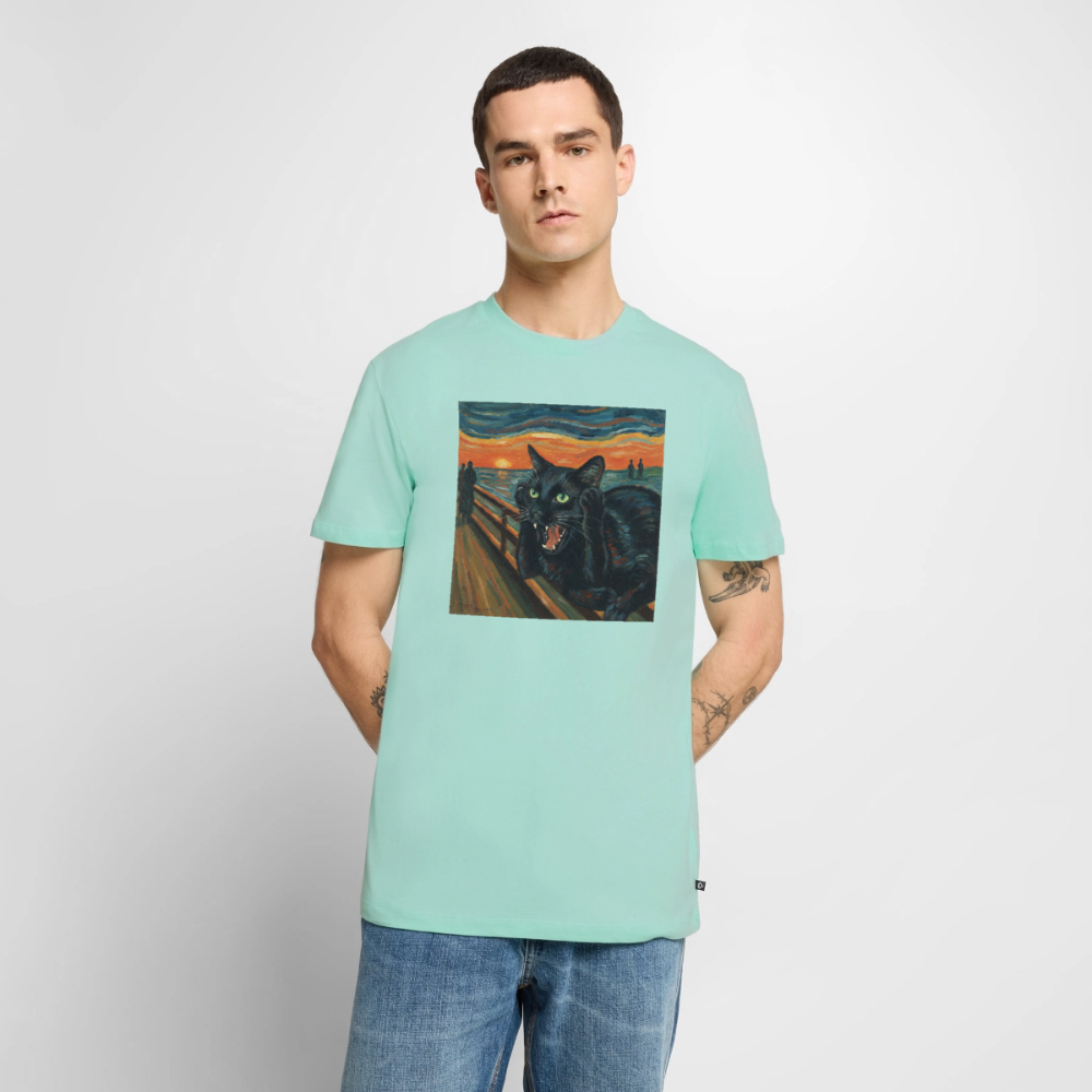 Der Schrei… aber die Katze hat’s zuerst gemerkt | Männer Premium T-Shirt - Mint 