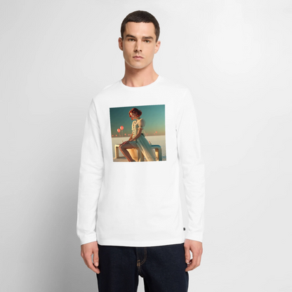 Leise Gedanken bei lauter Farben | Männer Premium Bio Langarmshirt - Weiß