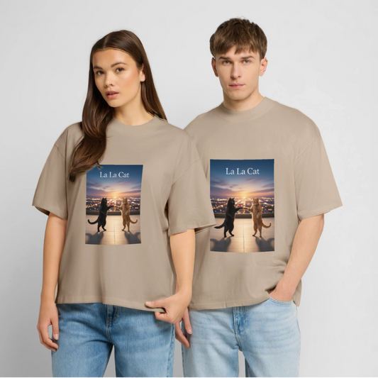 La La Cat – Tanz über den Dächern | Stanley/Stella Oversized Unisex Bio T-Shirt Blaster - Steingrau