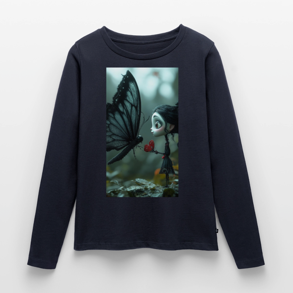 Mut für einen Moment | Frauen Premium Bio Langarmshirt - Navy