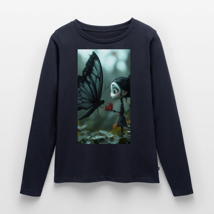 Mut für einen Moment | Frauen Premium Bio Langarmshirt - Navy