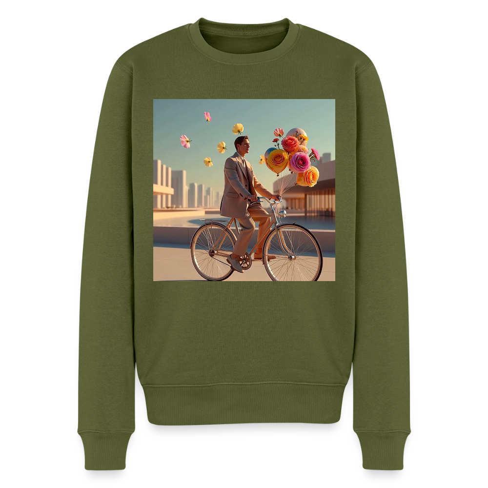 Fahrt ins Ungewisse (mit Blumen) |  Männer Premium Pullover - Khaki