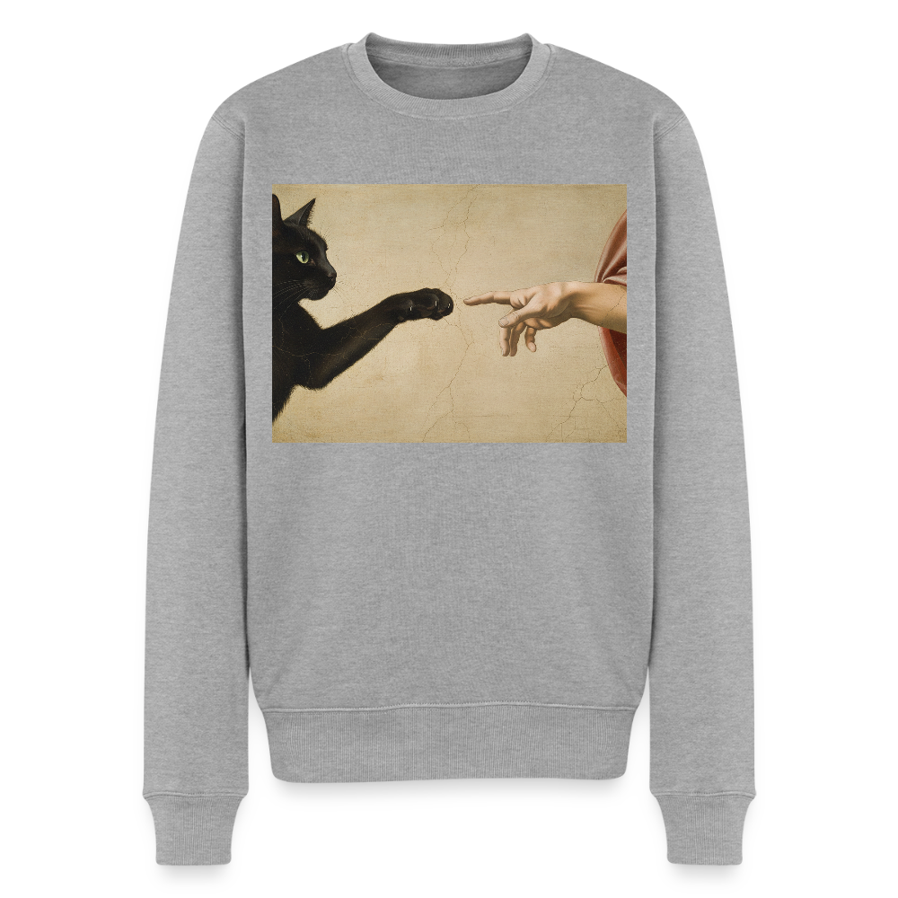 Die Erschaffung Adams… aber die Katze war schneller |  Männer Premium Pullover - Grau meliert