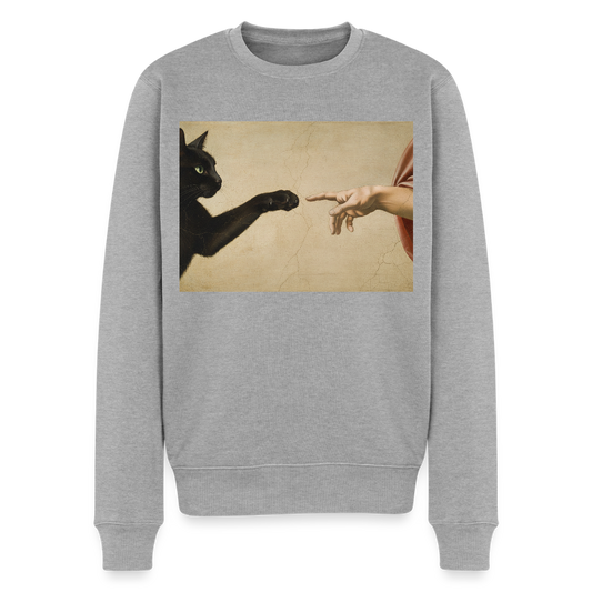 Die Erschaffung Adams… aber die Katze war schneller |  Männer Premium Pullover - Grau meliert