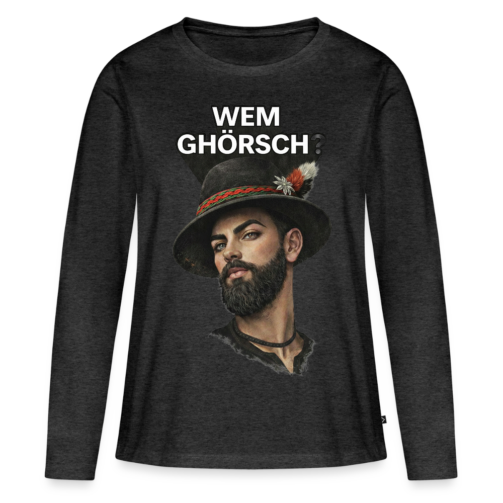 Wem ghörsch? – Alemannische Klärung | Frauen Premium Bio Langarmshirt - Anthrazit meliert